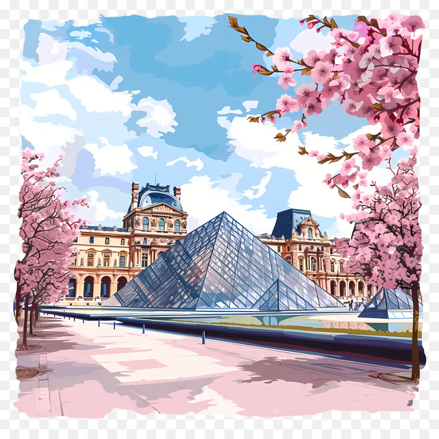 Musée Du Louvre，Fleurs De Cerisier PNG