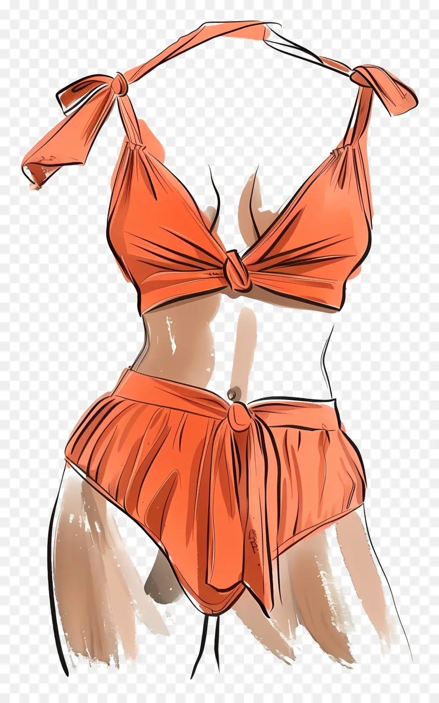 Maillot De Bain，Bikini Orange PNG