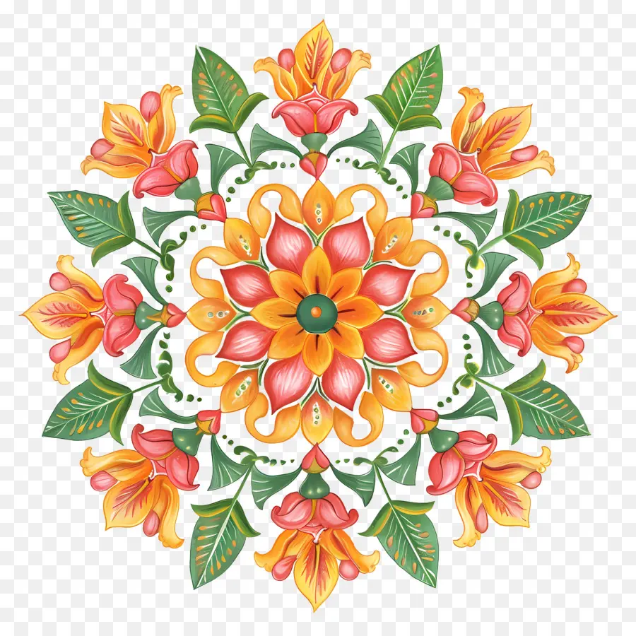 Fleur Rangoli，Floral Aquarelle PNG