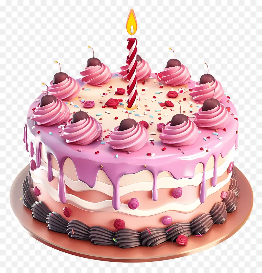 Gâteau D'anniversaire，Glaçage Rose PNG