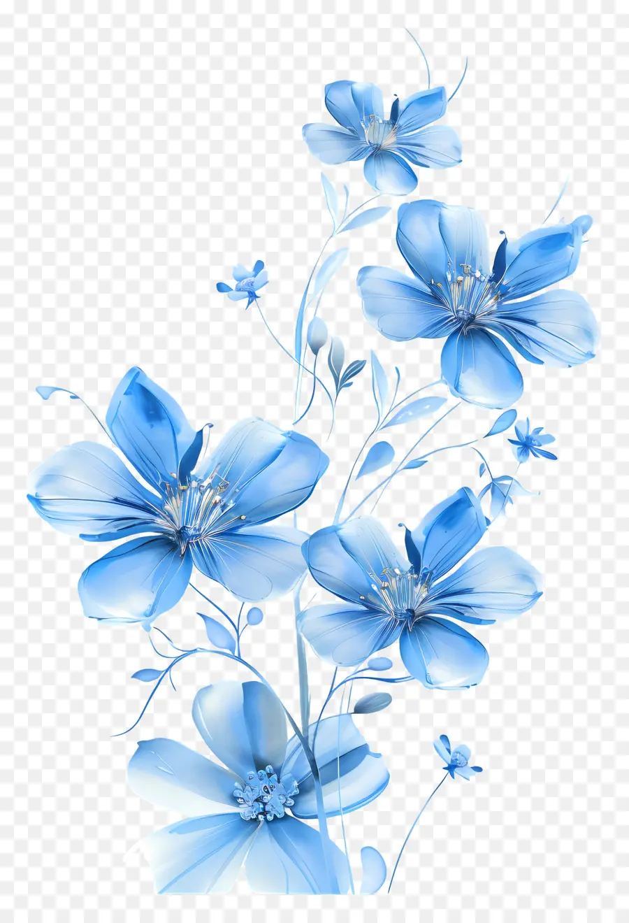 Fleurs Bleues，Arrangement Floral PNG