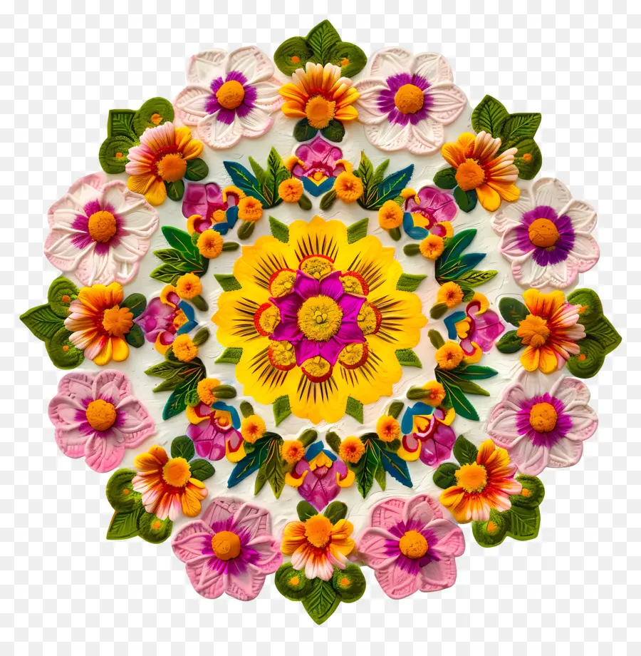 Nom Flower Rangoli，Design Floral PNG