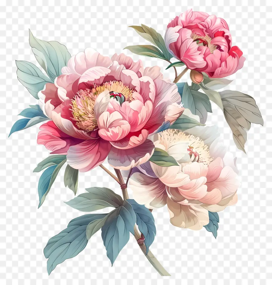 Fleurs De Pivoines，Rose Fleurs De Pivoine PNG