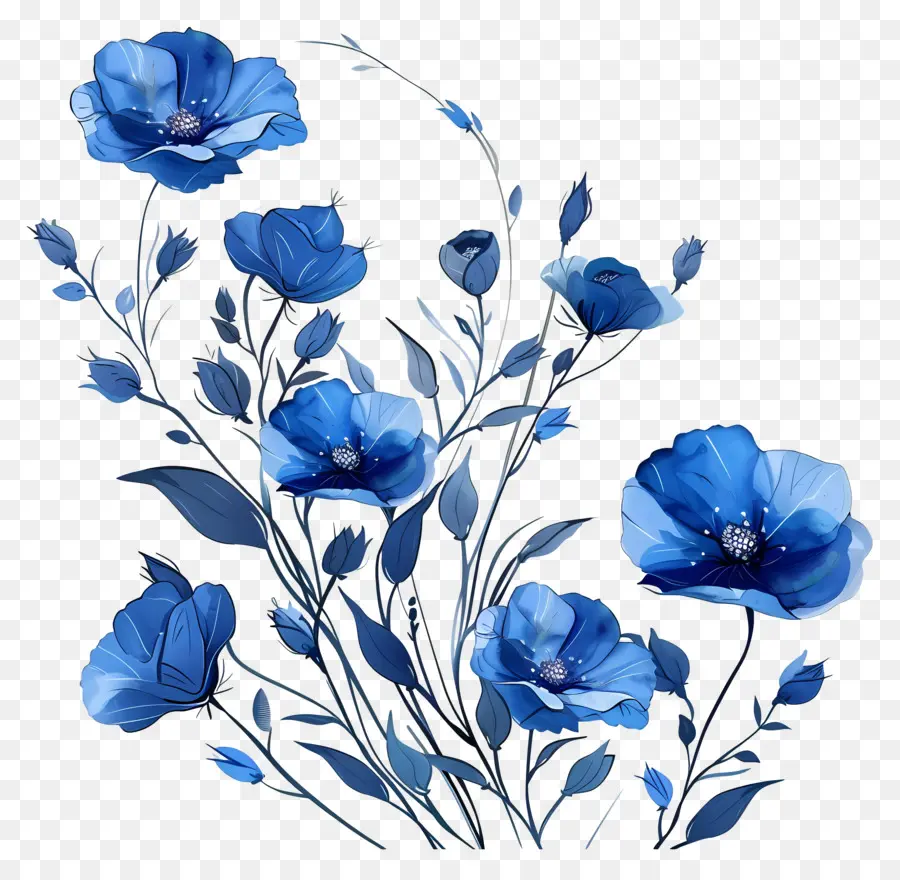 Fleurs Bleues，Coquelicots Bleus PNG