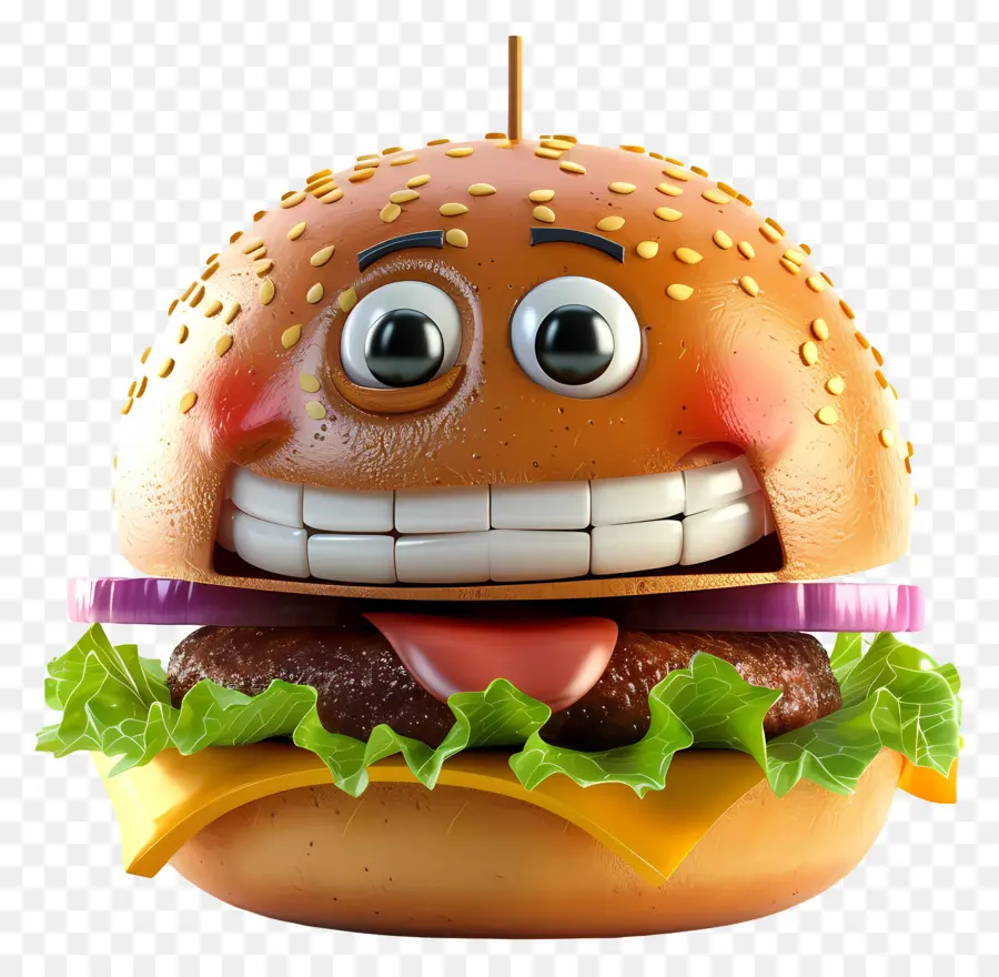 Nourriture De Dessin Animé 3d，Cheeseburger PNG