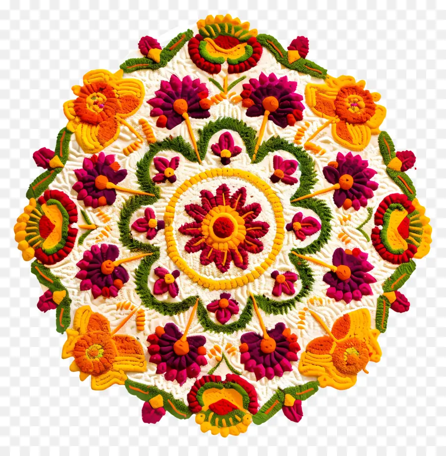 Nom Flower Rangoli，Design Floral PNG