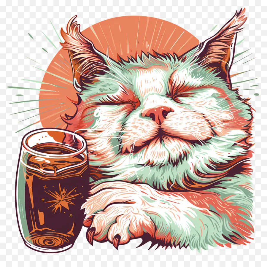 Gueule De Bois，Chat Avec Boisson PNG