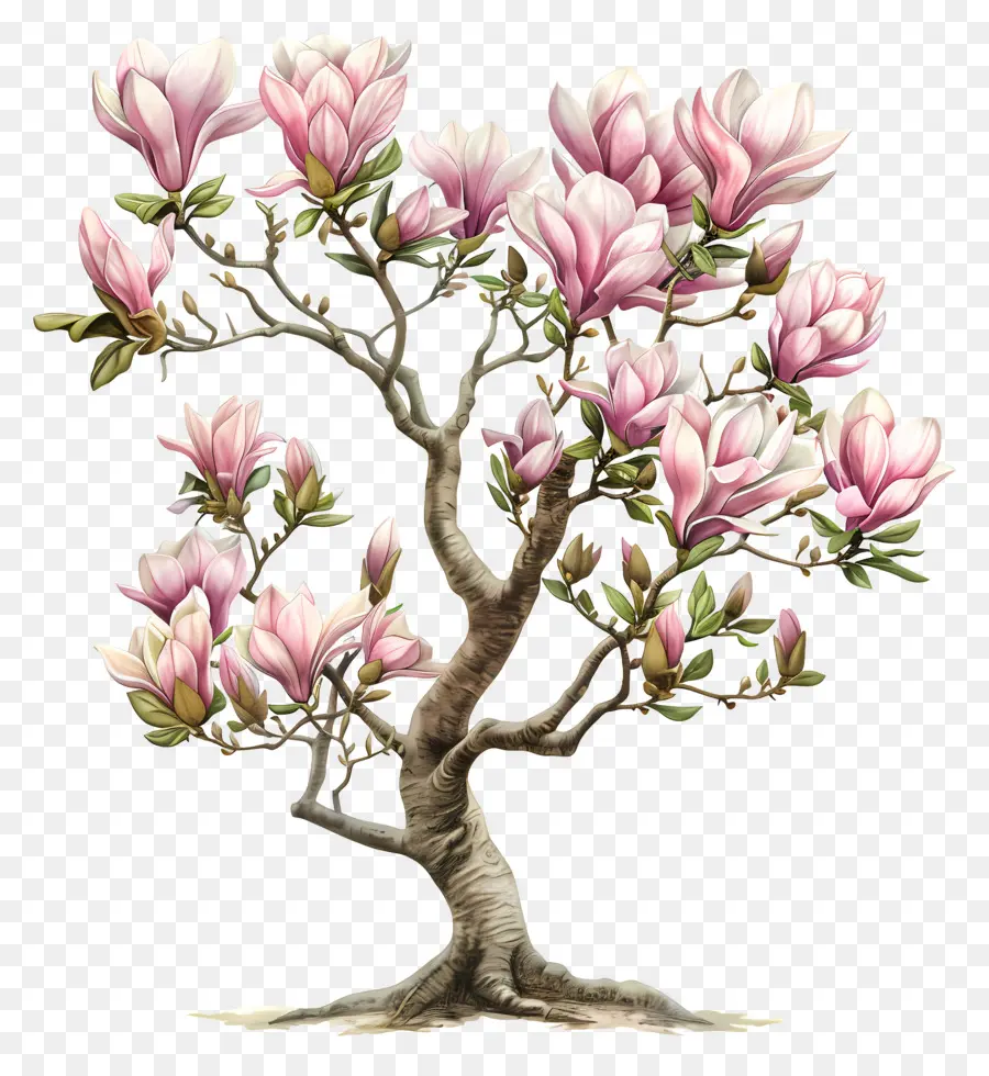 Arbre De Magnolia，Fleurs Roses PNG