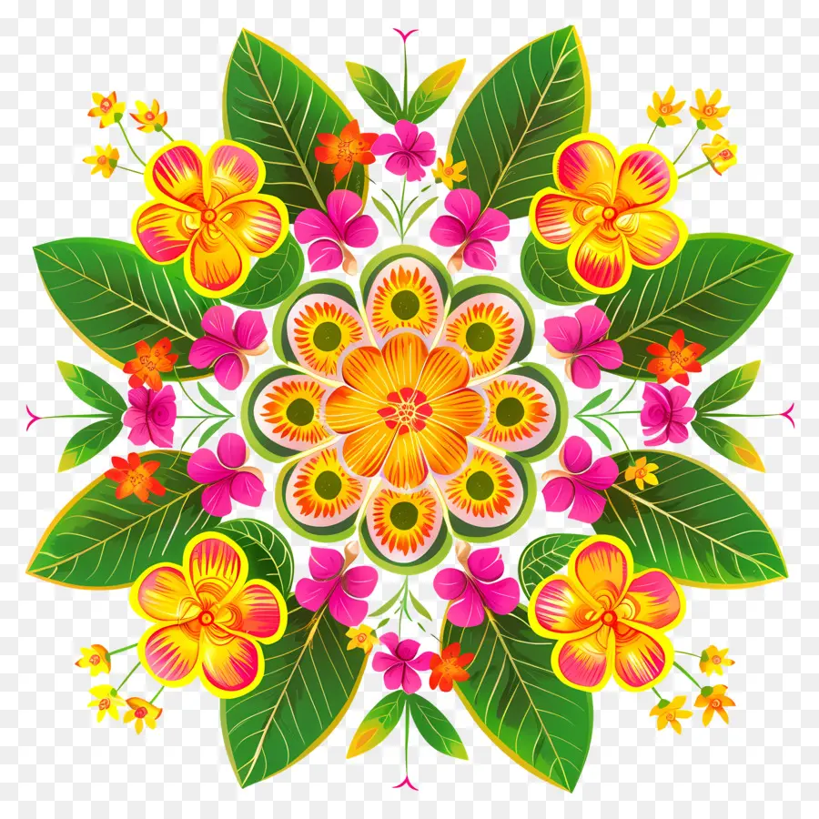 Nom Flower Rangoli，Fleur Mandala PNG