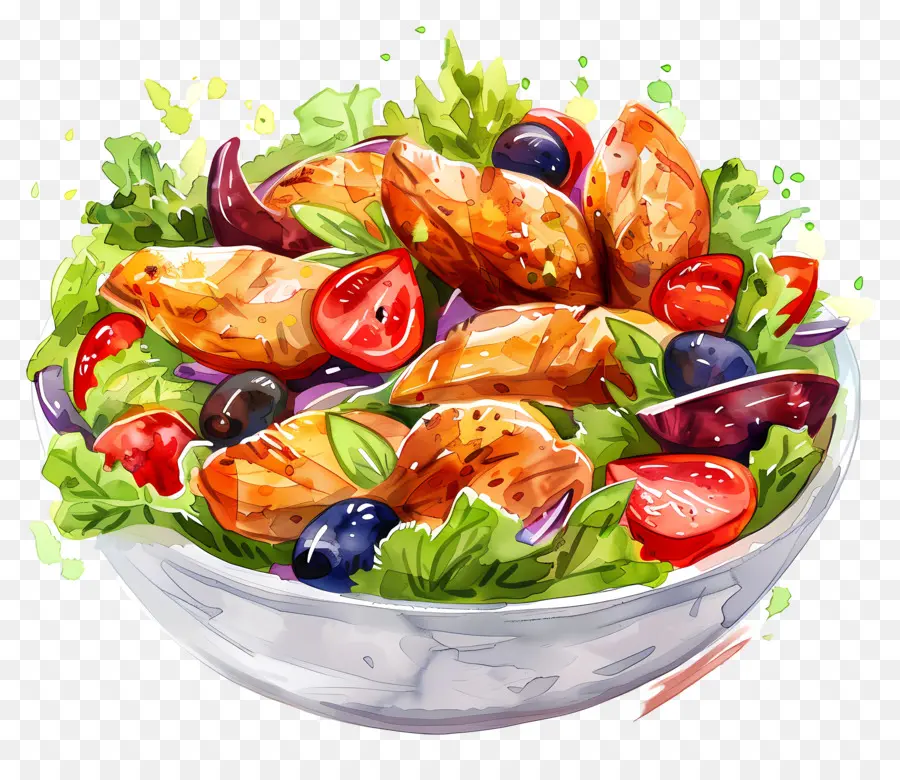 Salade De Poulet，Tomates Cerises PNG