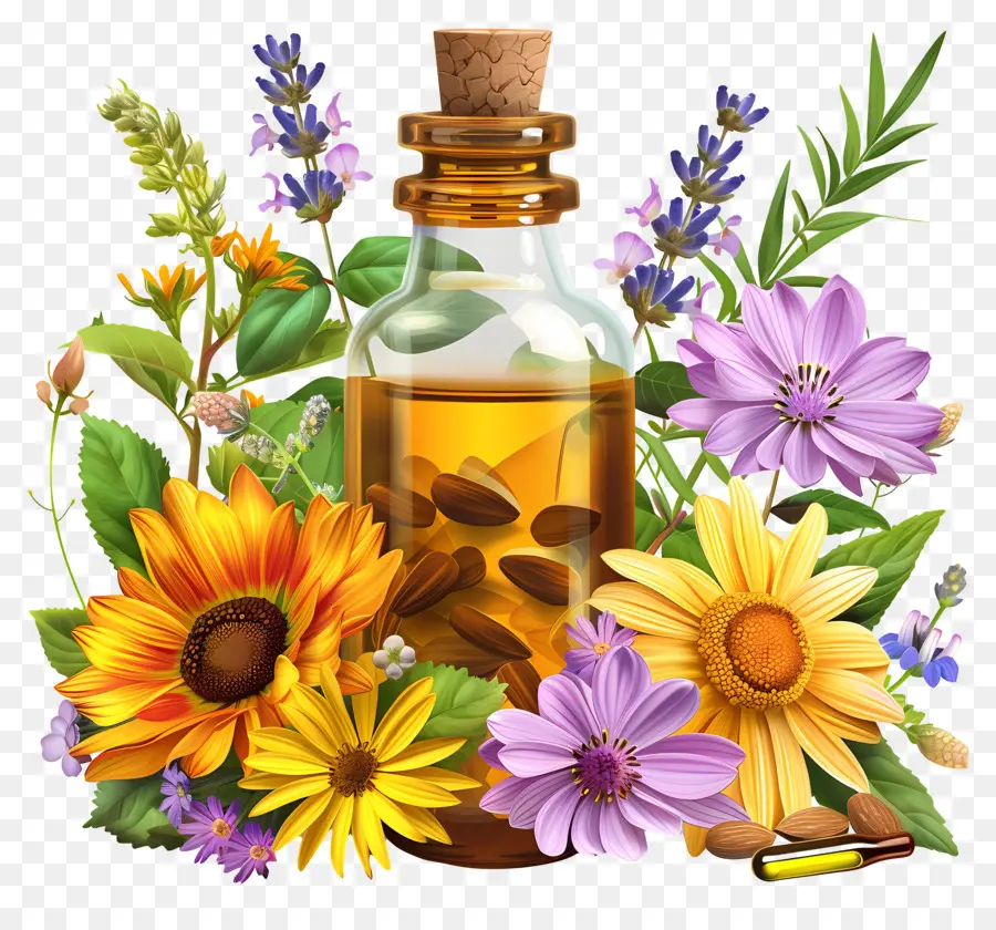L'huile Essentielle De，Fleurs PNG