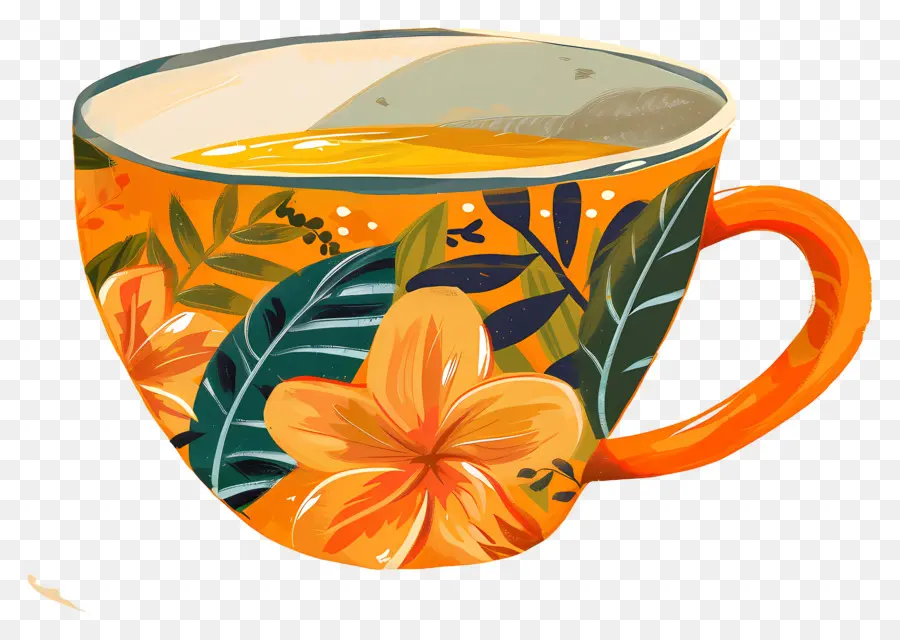 Tasse à Café，Fleurs Tropicales PNG