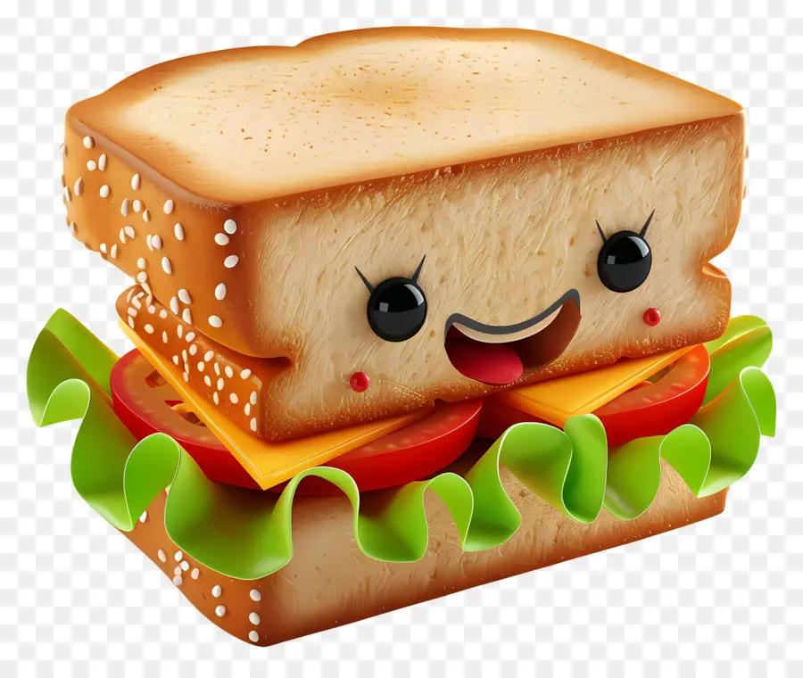 Nourriture De Dessin Animé 3d，Sandwich PNG