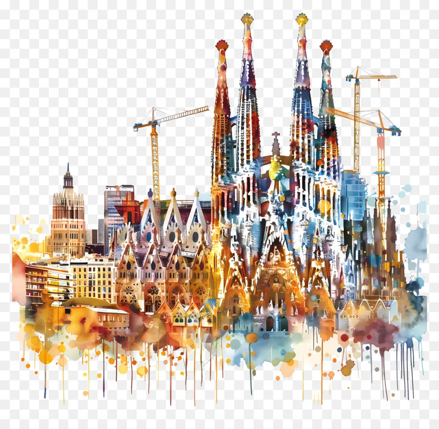 Barcelone City Skyline，Les Toits De La Ville PNG