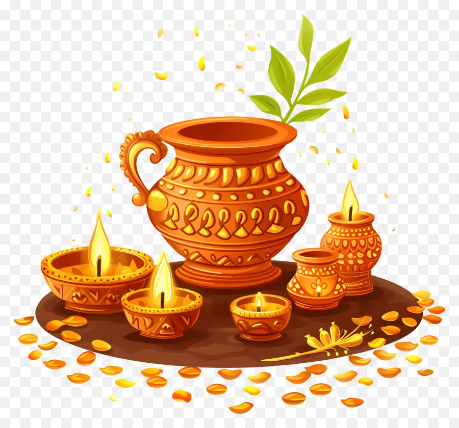 Dhanteras Kalash，Pots Traditionnels PNG