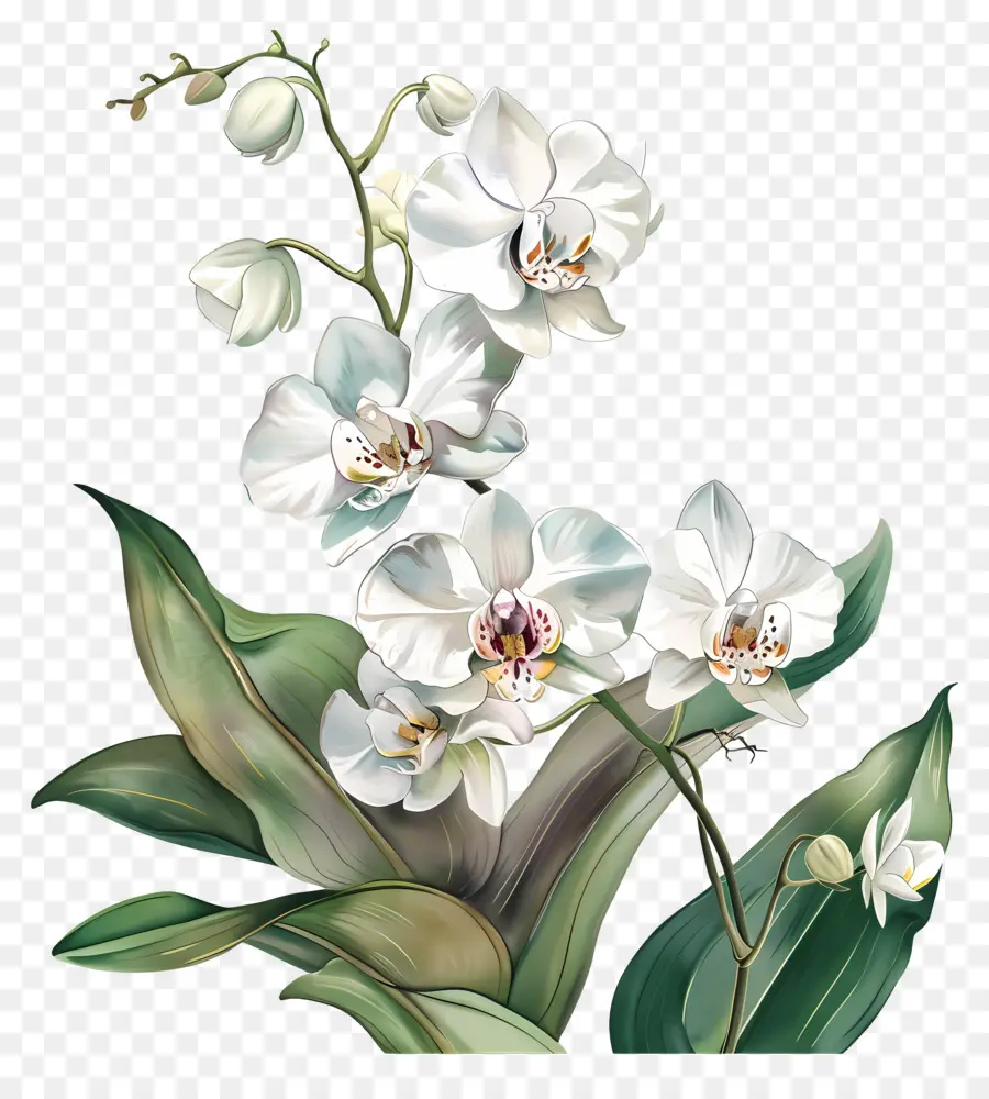 Orchidées Blanches，Peinture PNG