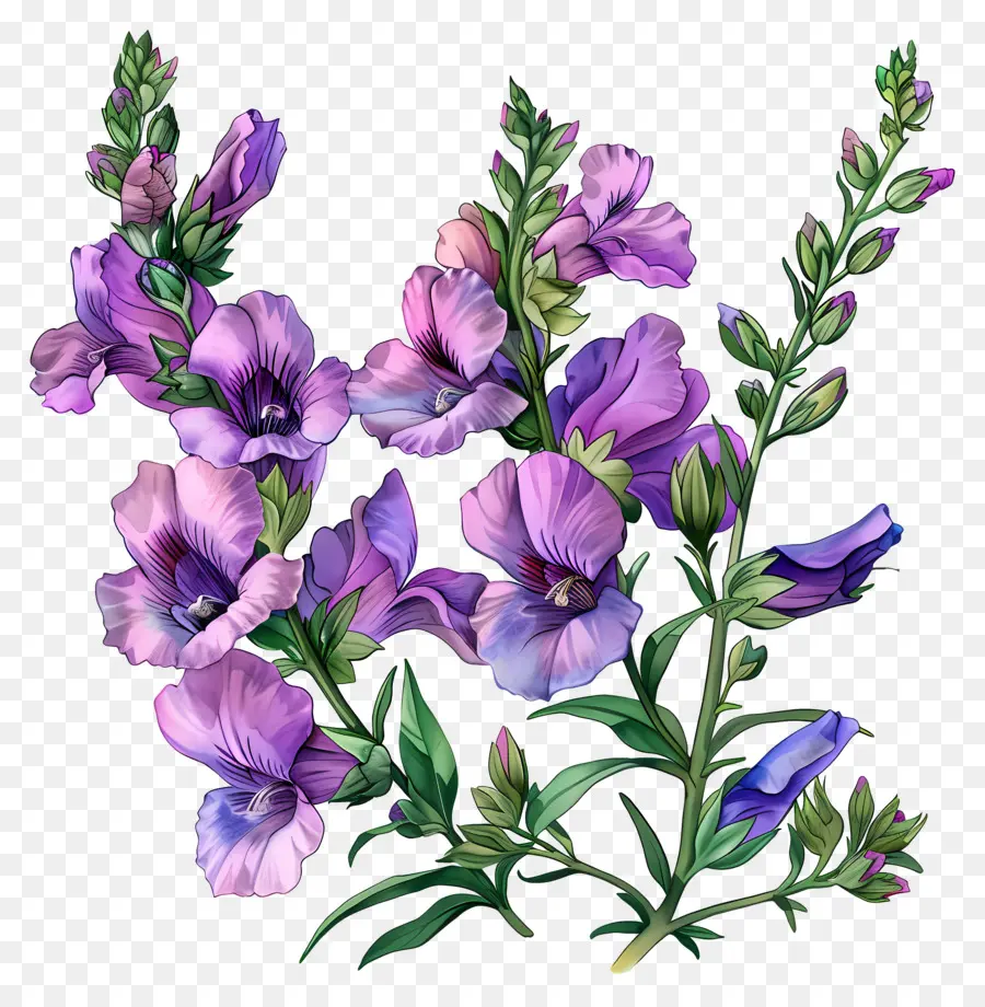 Fleurs De Snapdragons Violets，Fleurs Pourpres PNG