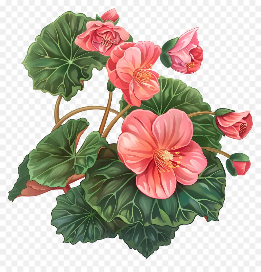 Fleur De Bégonias，Fleurs Roses PNG