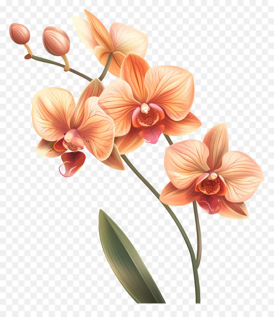 Les Orchidées，Fleurs D'orchidées Orange PNG