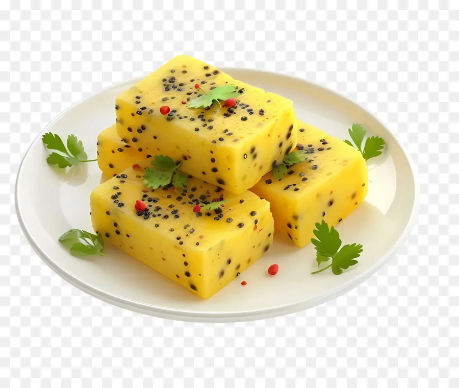 Dhokla Dish，Fruits Jaunes PNG