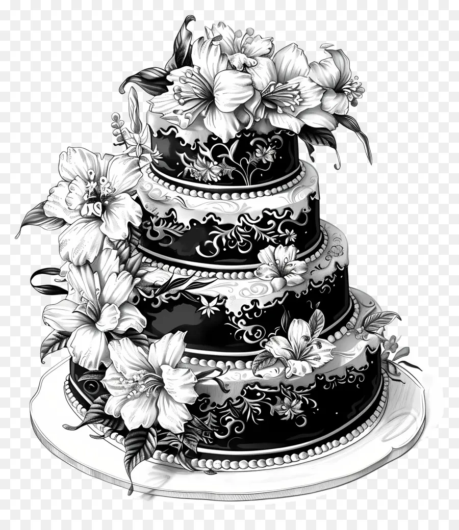 Gâteau Noir，Gâteau De Mariage PNG