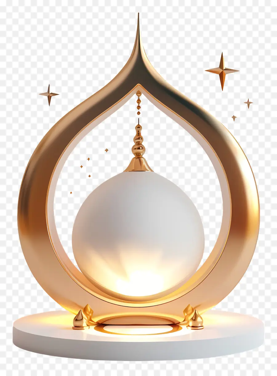 Le Mois De Ramadan，Lampe En Métal Doré PNG