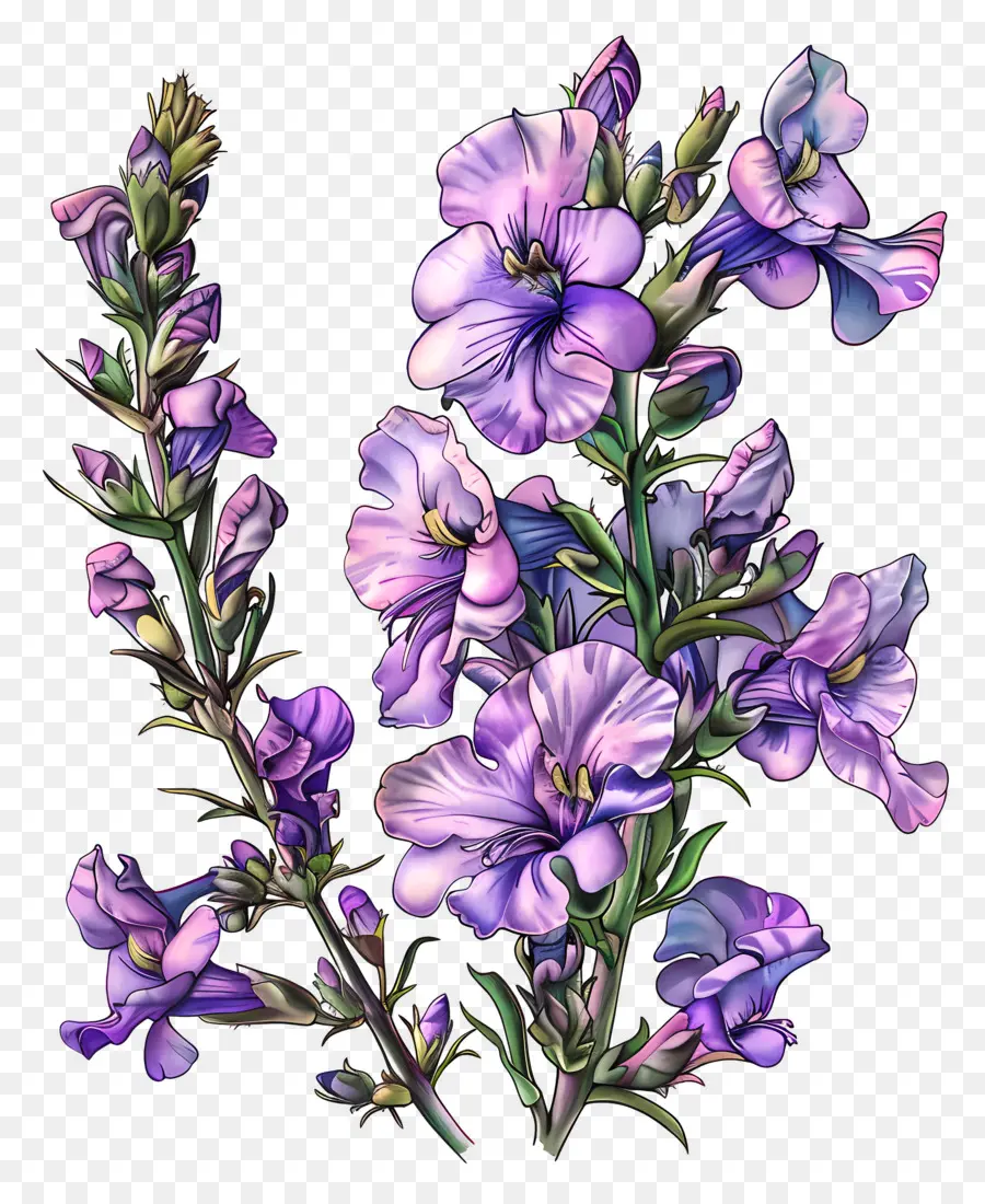 Fleurs De Snapdragons Violets，Fleurs De Lavande PNG