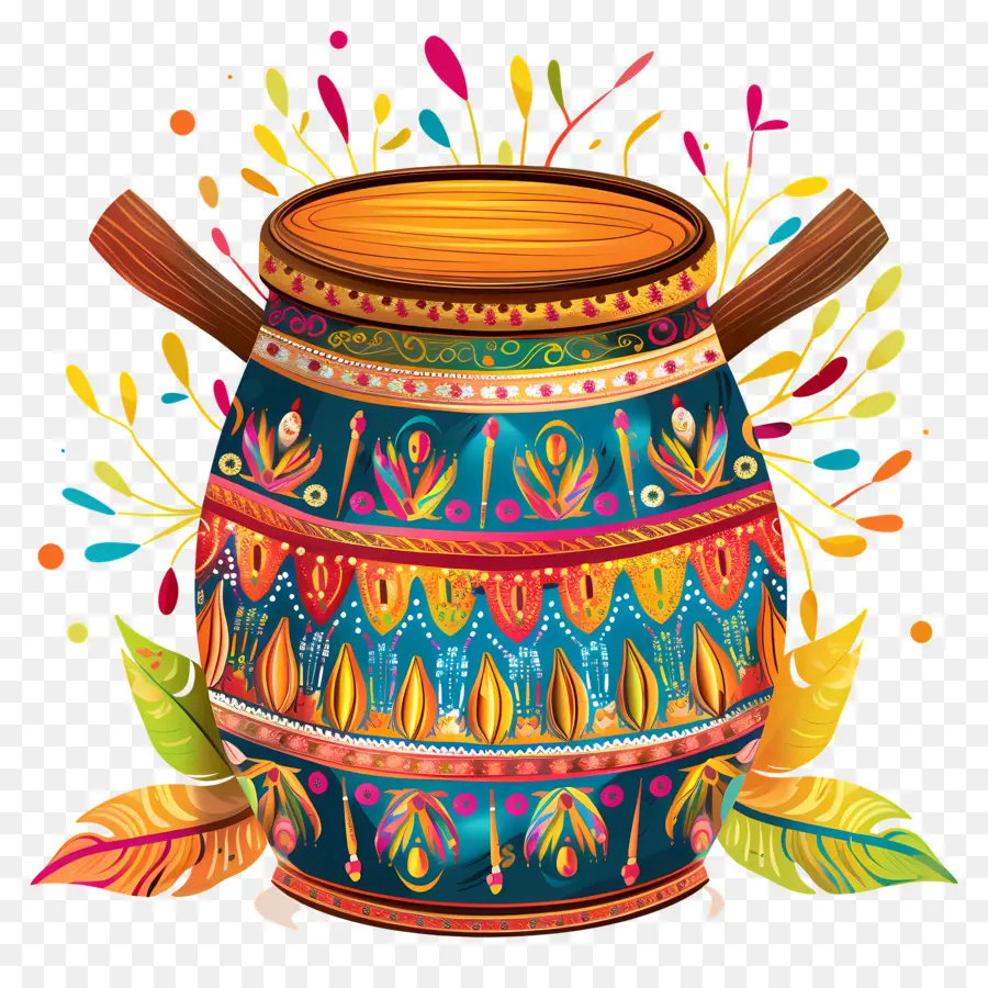 Dhol Lohri，Tambour Coloré PNG