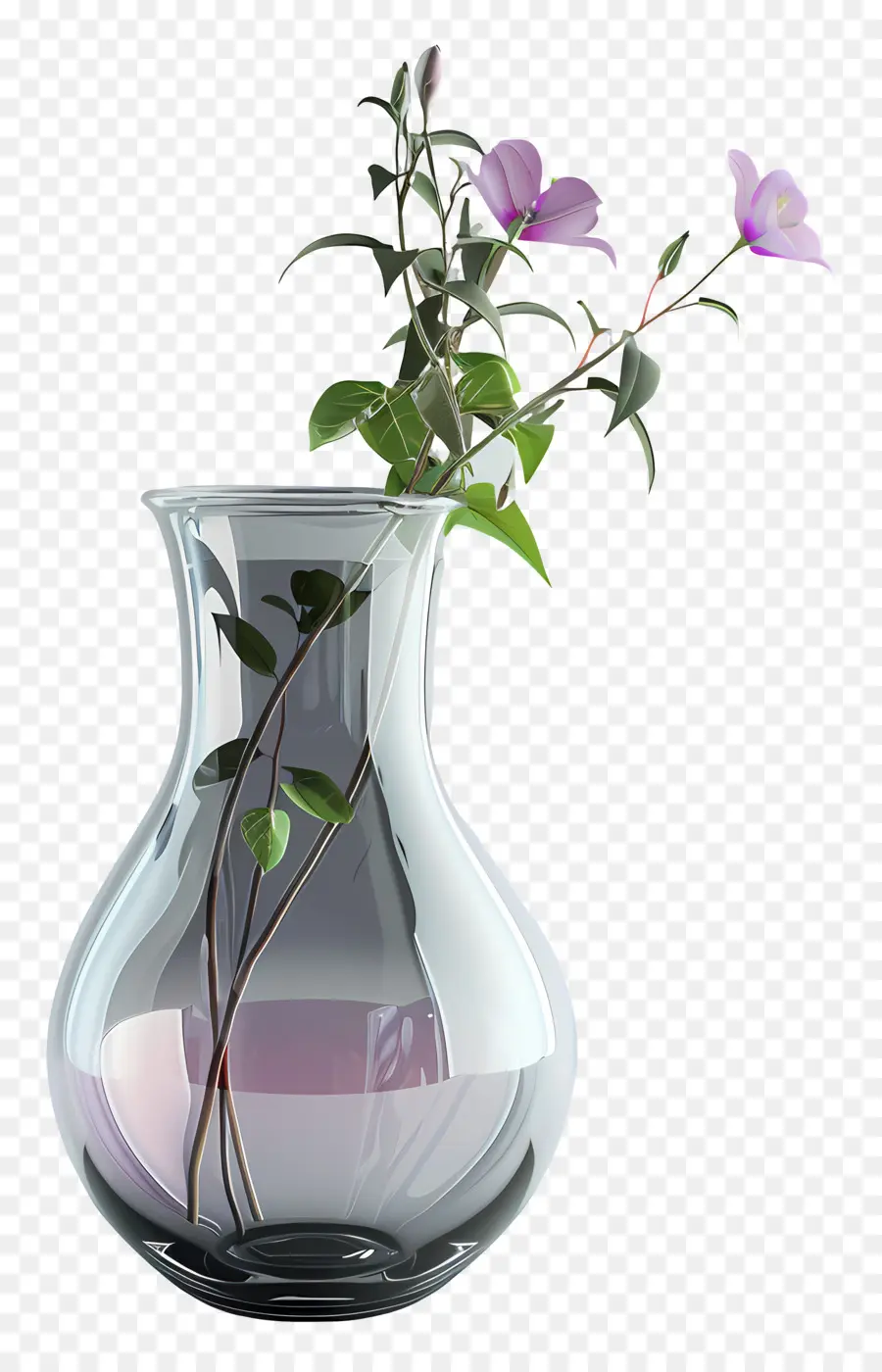Vase En Verre，Fleur Rose PNG