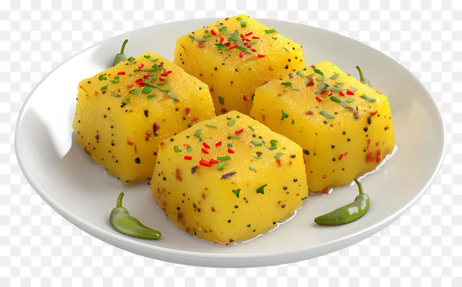 Plat Dhokla，Cubes Jaunes PNG