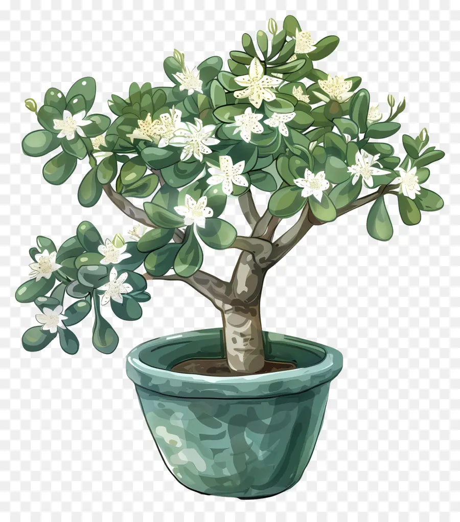 Fleur De Jade En Pot，Bonsaï PNG