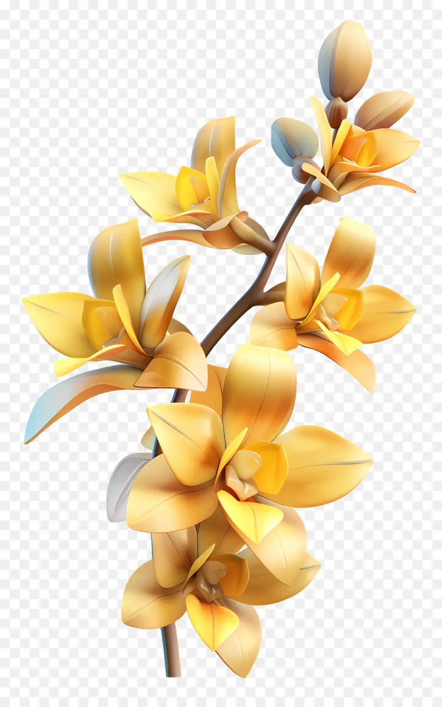 Orchidées Jaunes，Modèle 3d PNG