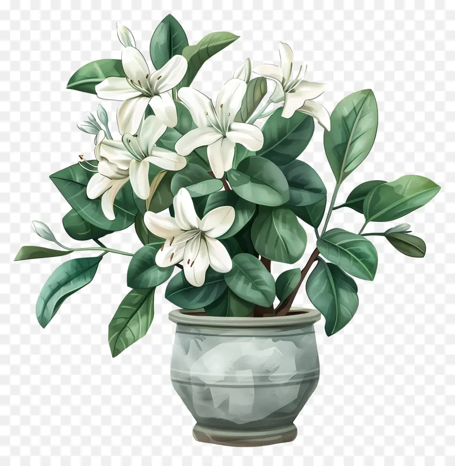 Fleur De Jade En Pot，Fleur Blanche PNG