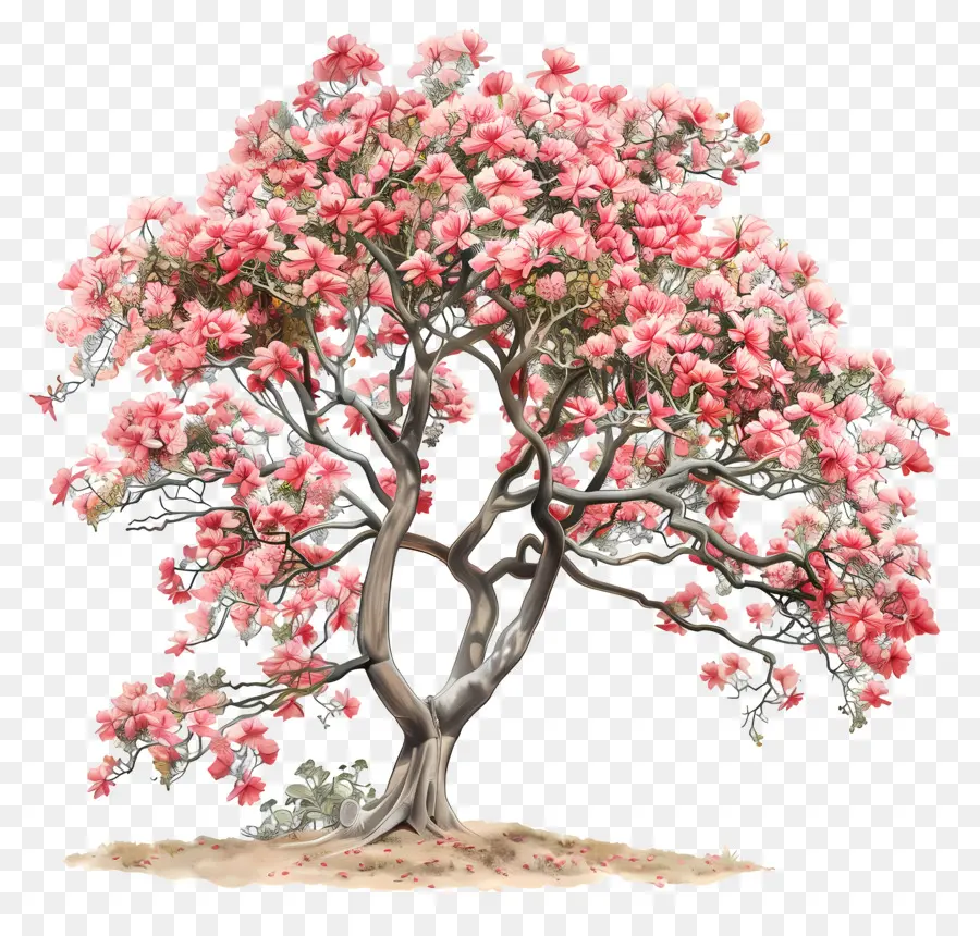 La Floraison De L'arbre，Fleurs Roses PNG