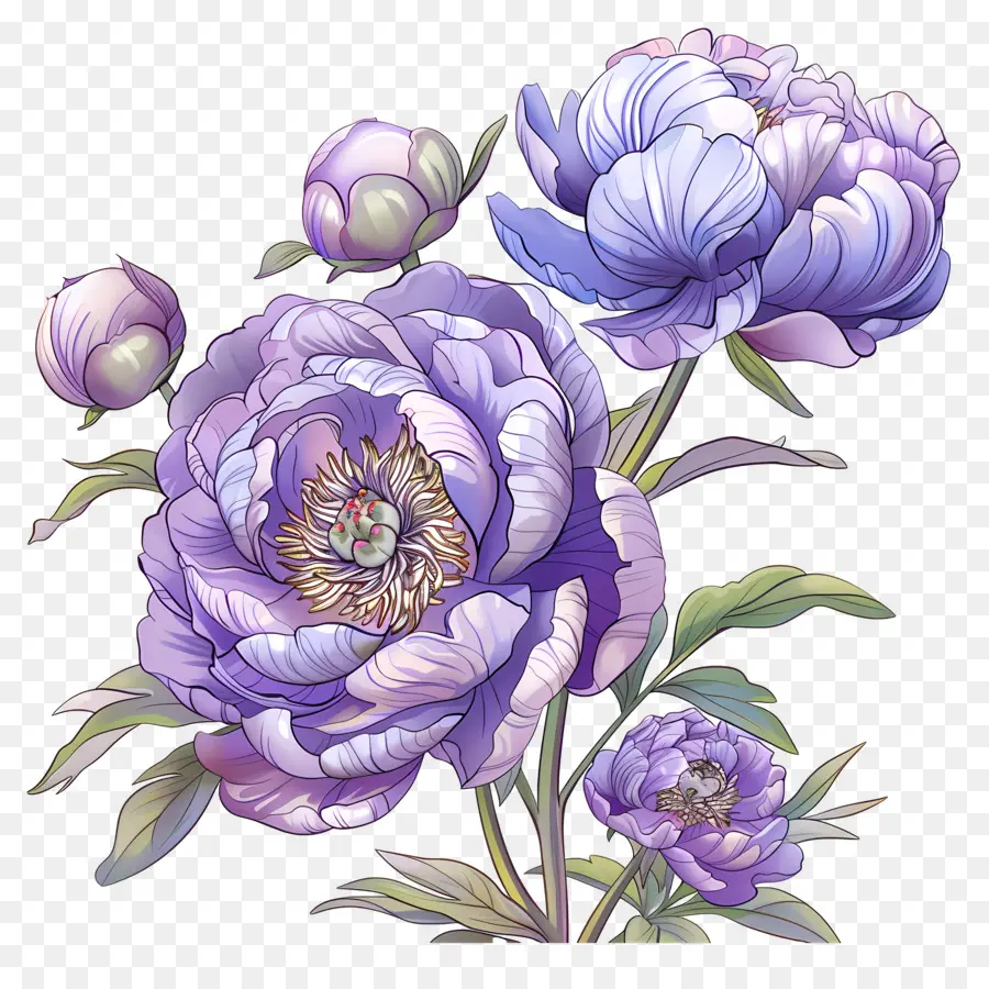 Pivoines Violettes，Fleurs De Pivoine Violet PNG