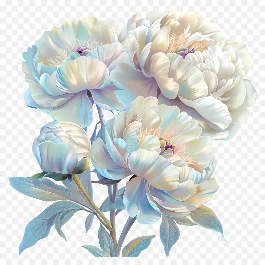 Pivoines Blanches，Fleurir PNG