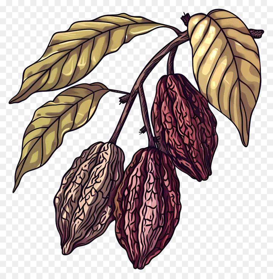 Branche De Cacao，Fèves De Chocolat PNG