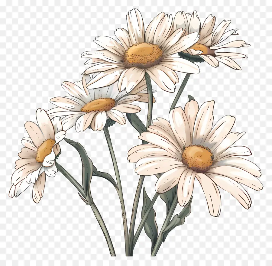 Bouquet De Marguerites，Fleurs Roses PNG