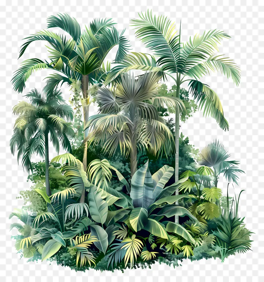 Forêt Tropicale De La Jungle，Peinture De Jungle Tropicale PNG