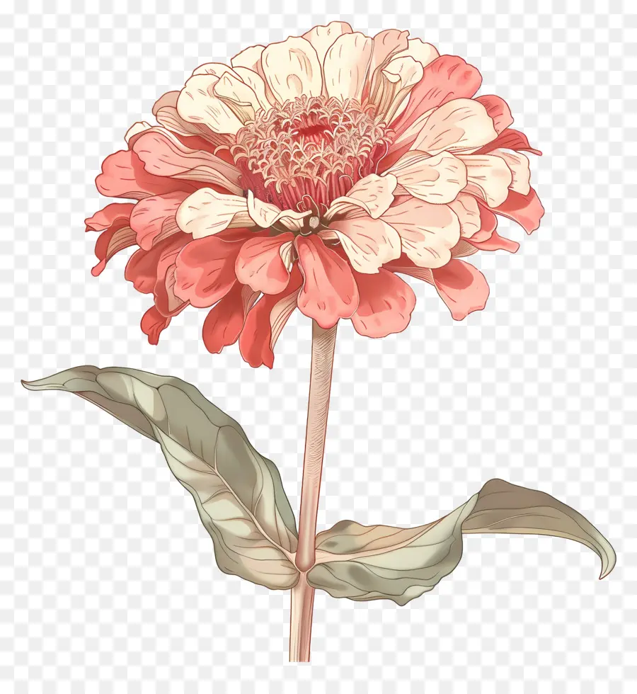 Tige De Zinnias，Fleur Rose PNG