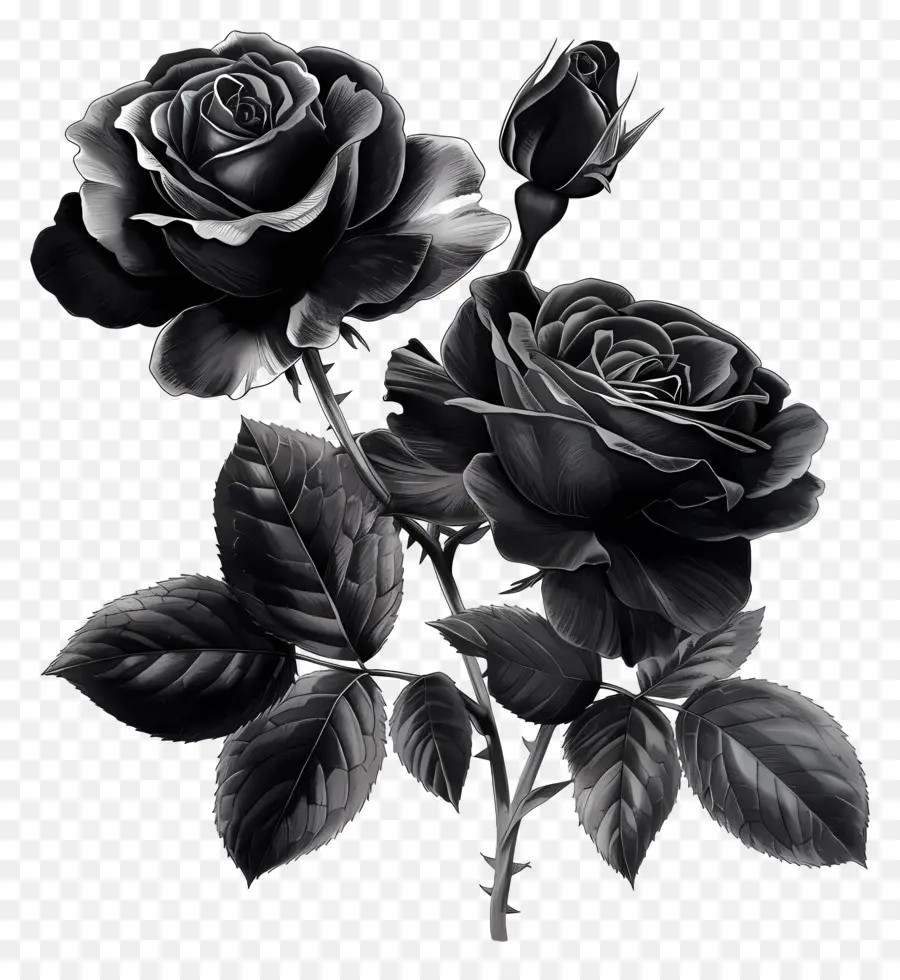 Roses Noires，Pétales Brillants PNG