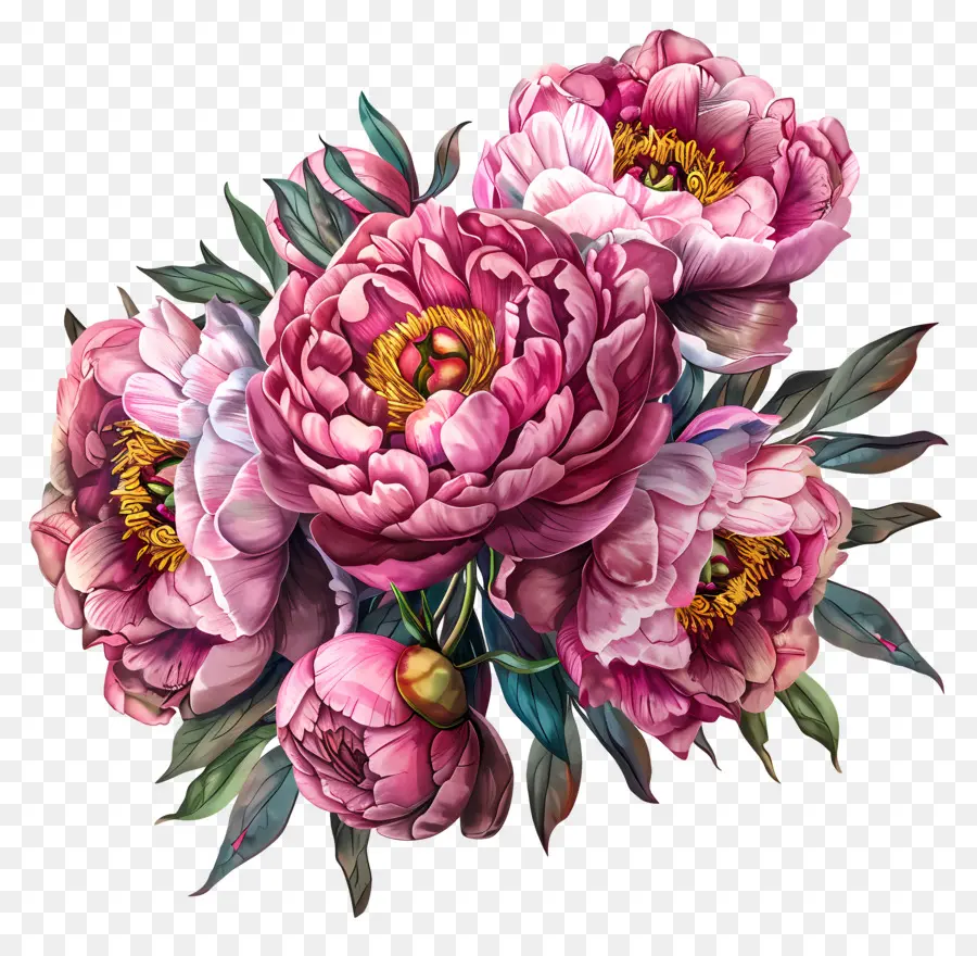 Bouquet De Pivoines，Rose Pivoine PNG