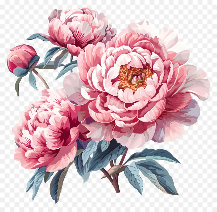 Pivoines Roses，Rose Fleurs De Pivoine PNG