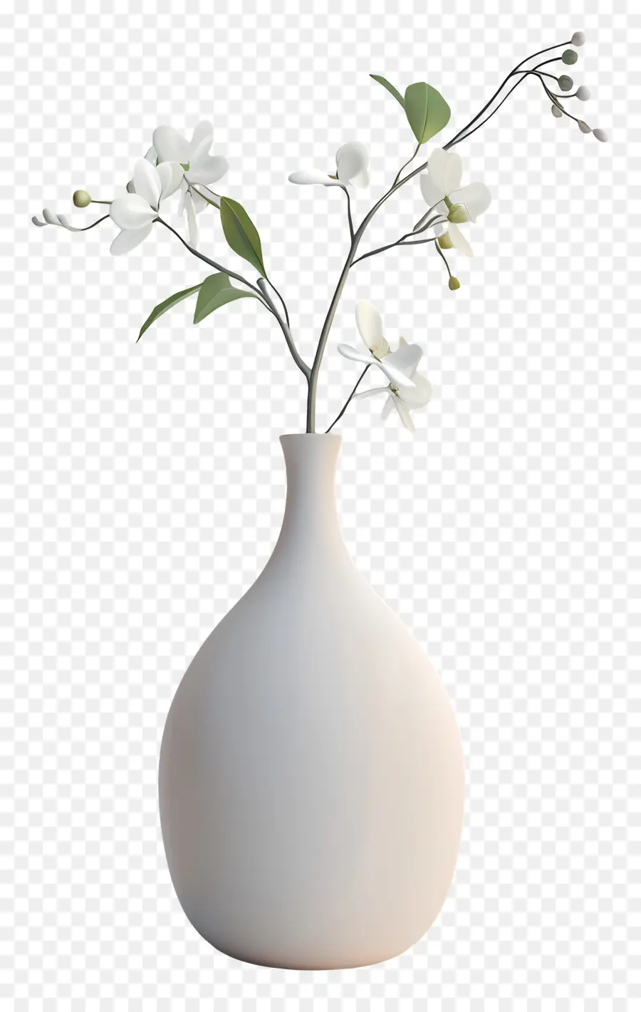 Vase En Céramique，Fleurs Blanches PNG