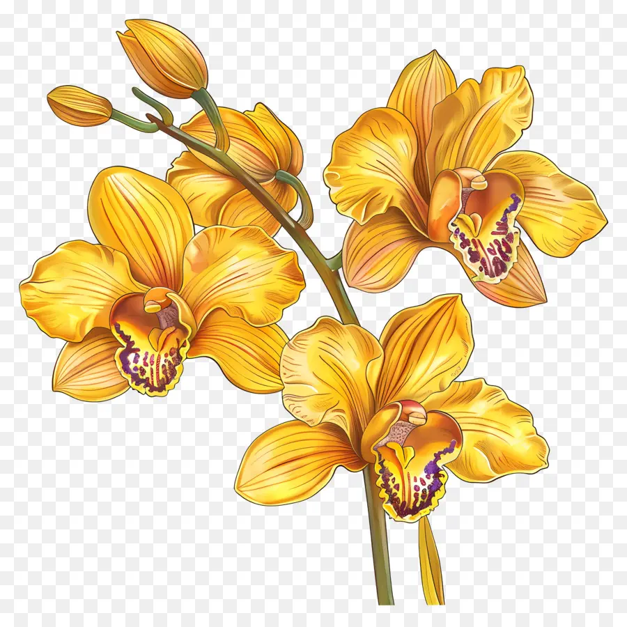 Orchidées Jaunes，Pistils Fleuris PNG