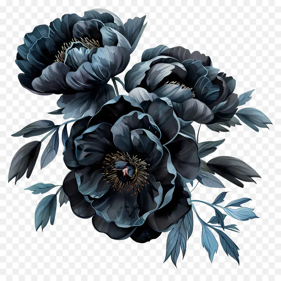 Pivoines Noires，Noir Rose PNG