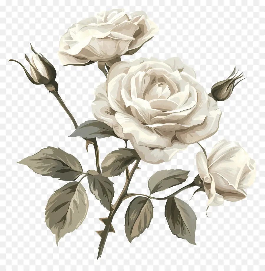 Des Roses Blanches，Fleurs PNG