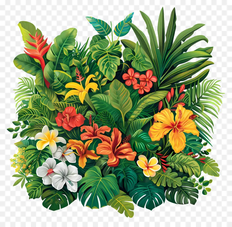 La Forêt Tropicale，Fleurs Tropicales PNG