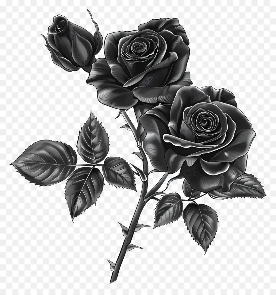 Roses Noires，Photographie En Noir Et Blanc PNG