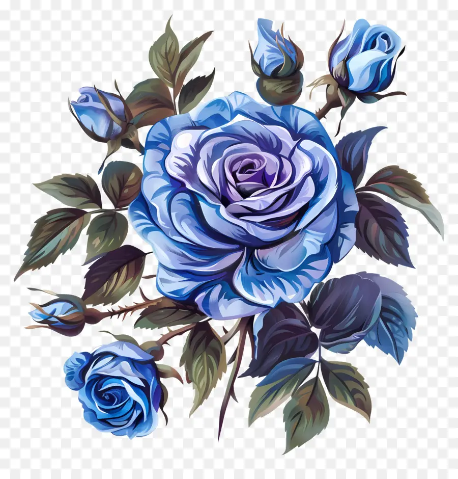 Roses Bleues，Bouquet PNG